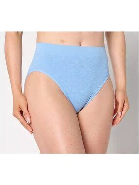 Breezies Seamless Floral Jacquard Hi-Cut Panties Ice Blue 3X A648395 NWT